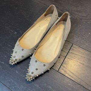 Christian Louboutin Metallic Gold/Silver Lurex Degraspike Ballet Flats size 39